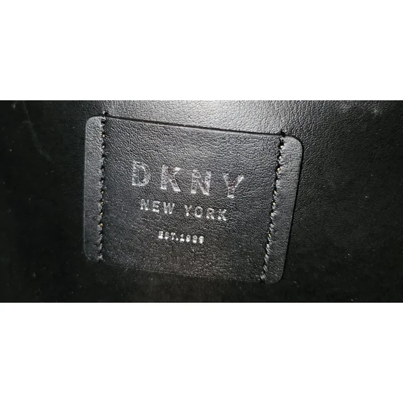 NWT DKNY Black Leather Hobo Shoulder Handbag Black w/ Silver Chain Accent - Picture 9 of 16